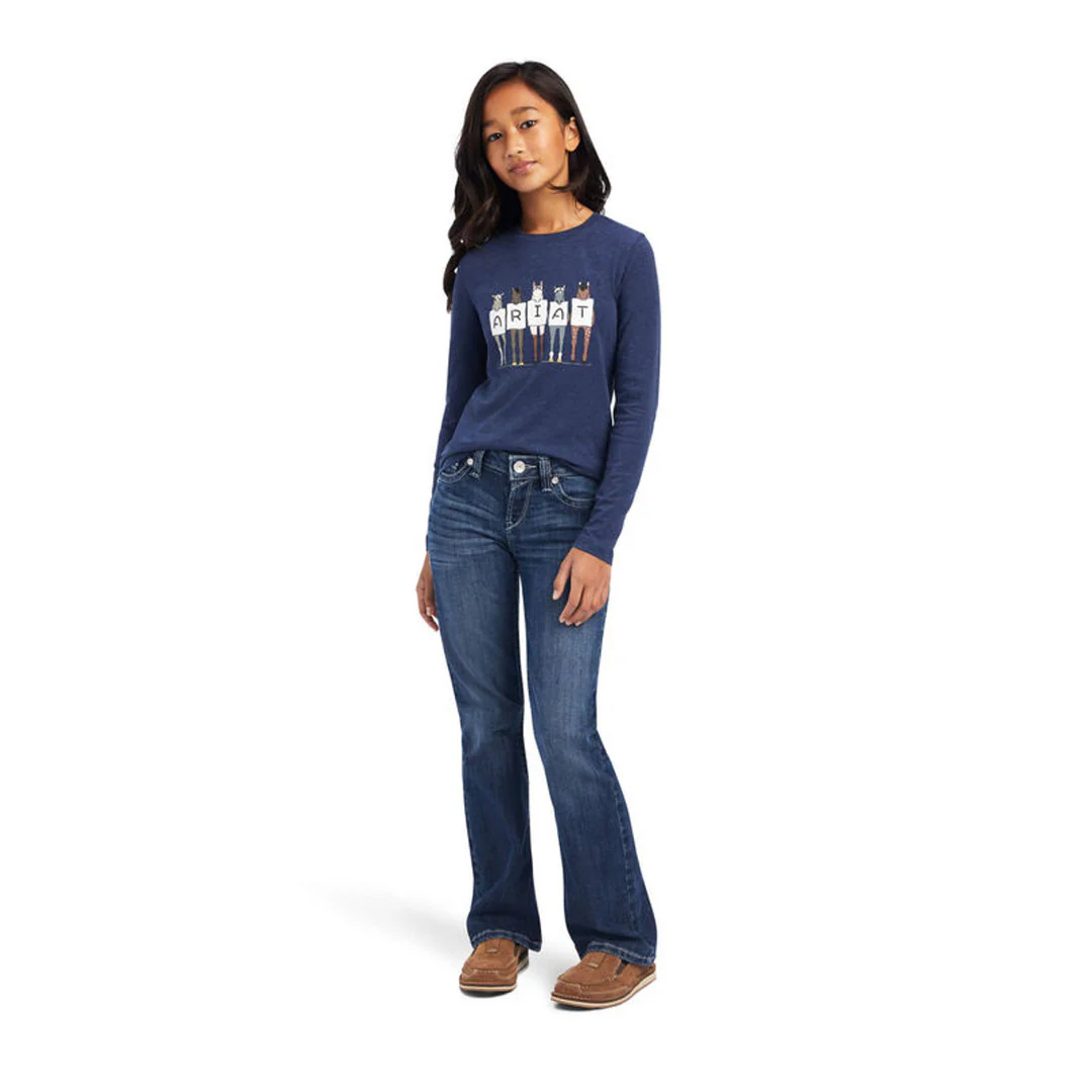 Ariat Youth Fan Club LS Tee Navy Heather - Image 2