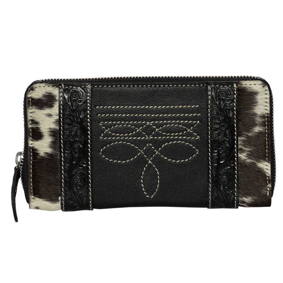The Design Edge Moore Cowhide & Tooling Leather Boot Stitch Zip Wallet (AW32) - Image 4