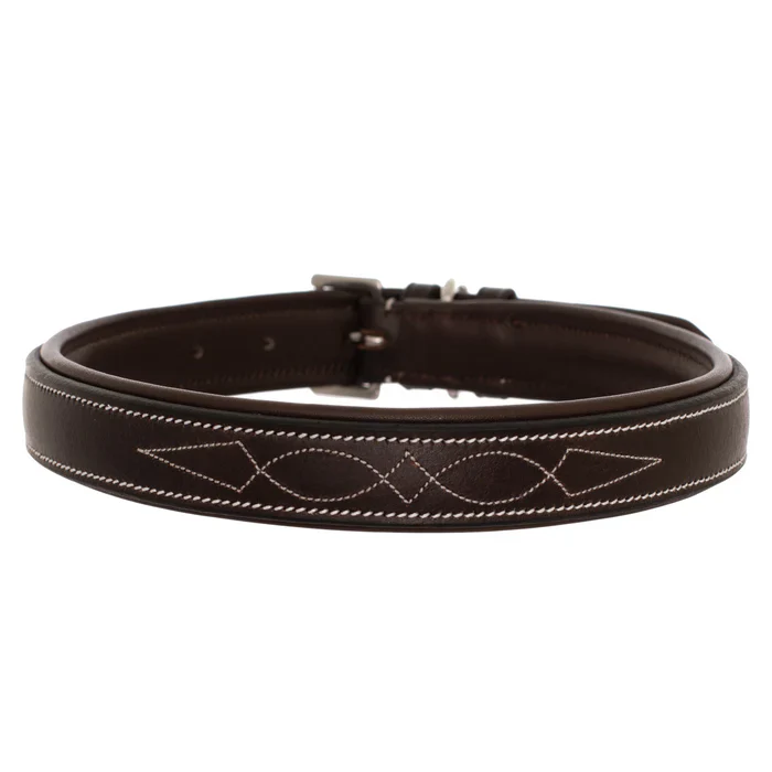 ExionPro Fancy Stitched Leather Dog Collar