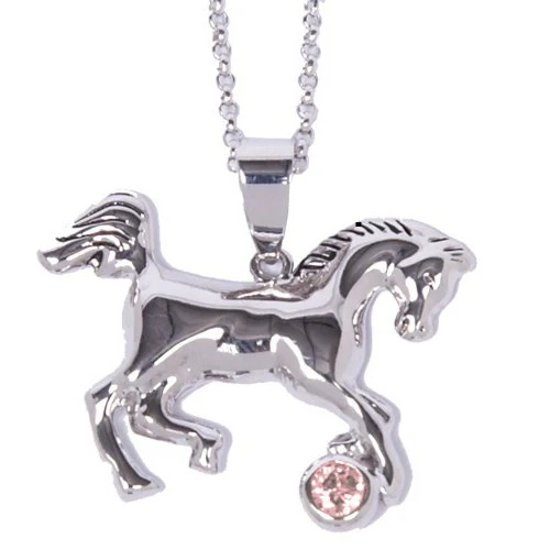 Rodium Horse and Stone Necklace - Image 2