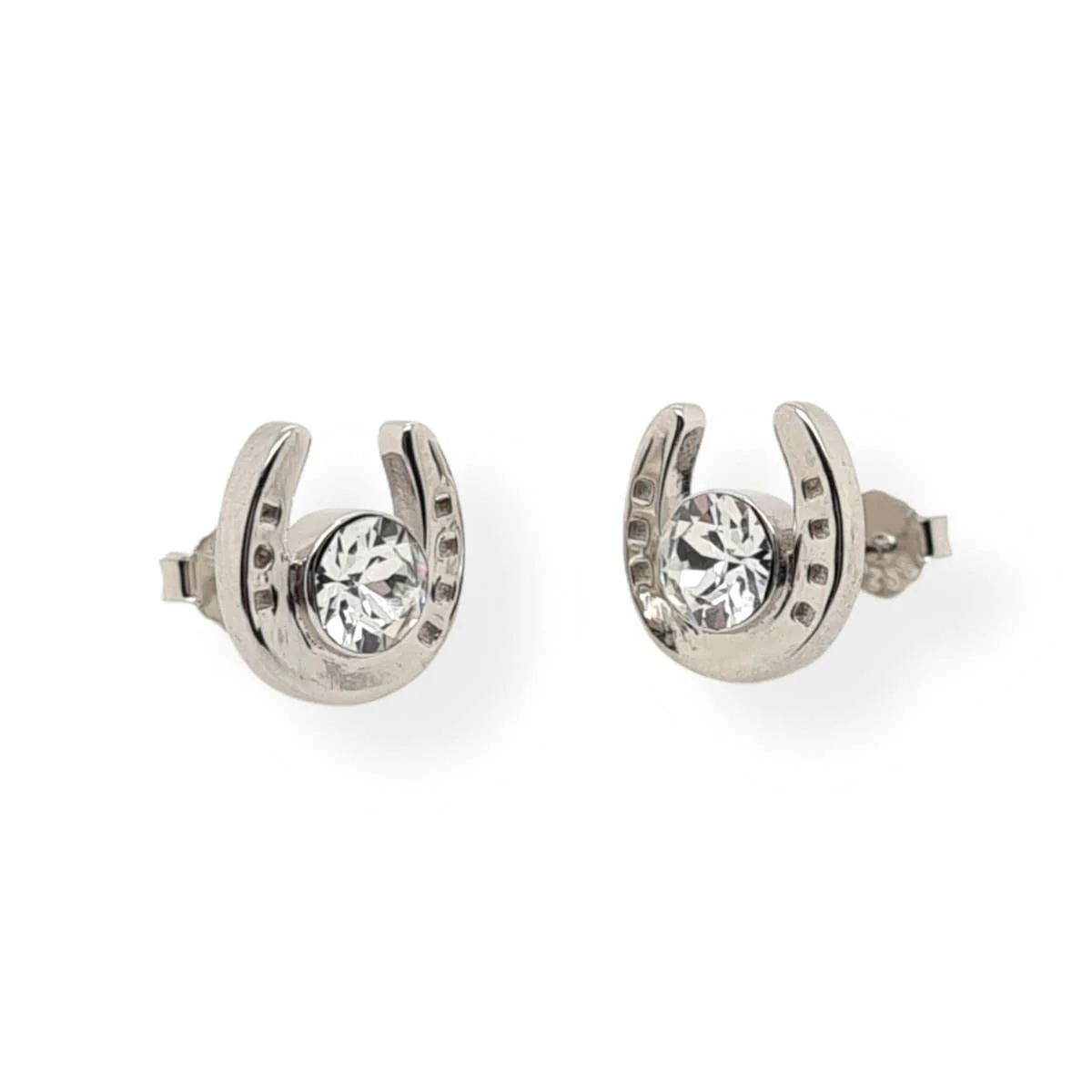 Mountain Creek Jewellery Large Horseshoe Studs with Cubic Zirconia